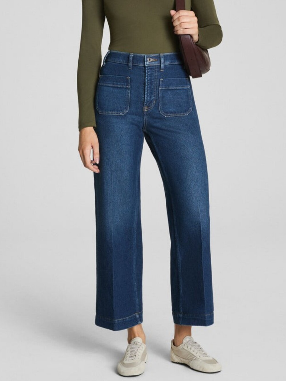 Spanx Cropped Wide Leg Jeans with Patch Pockets